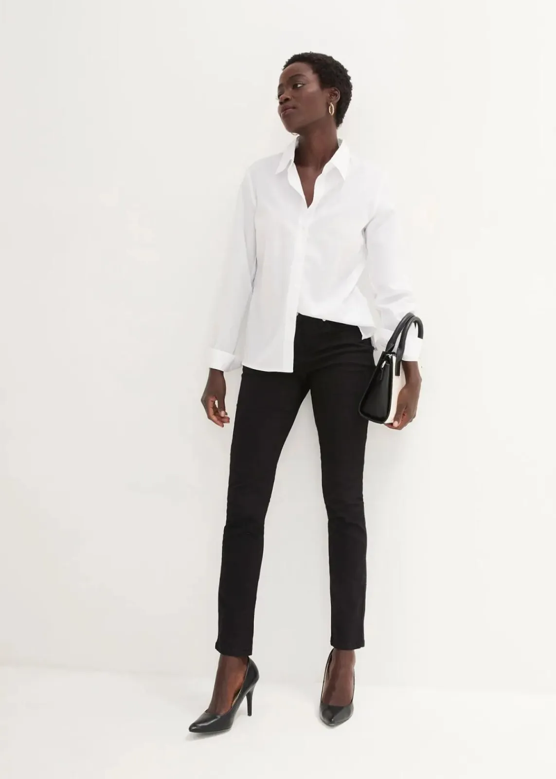 bonprix Jeans|Kurzgrößen^Slim-Fit-Jeans Mid Waist, Super Stretch black stone