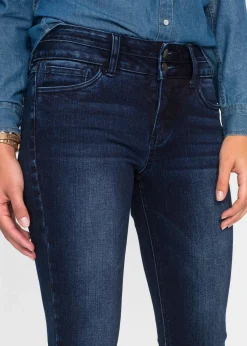 bonprix Bekleidung·Shirts & Tops|Jeans^Slim-Jeans High Waist, Shaping-Ultra-Soft dunkelblau used