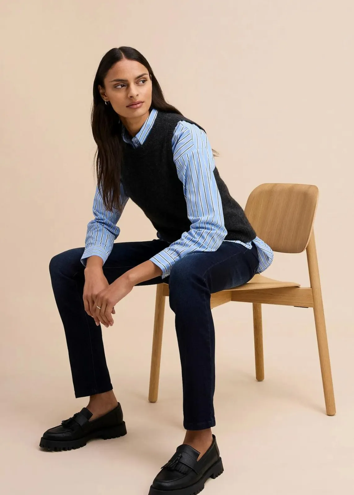 bonprix Bekleidung·Shirts & Tops|Jeans^Slim-Jeans High Waist, Shaping-Ultra-Soft dunkelblau used