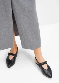 bonprix Sommerschuhe^Sling-Ballerinas mit Raffung schwarz