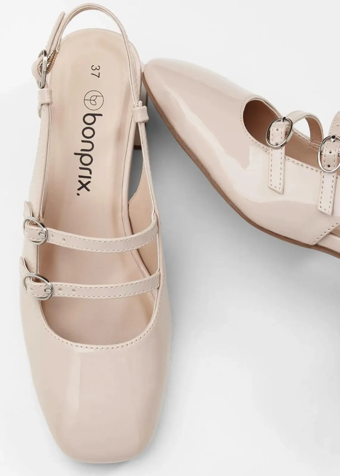 bonprix Pumps^Slingpumps in Lack-Optik softbeige