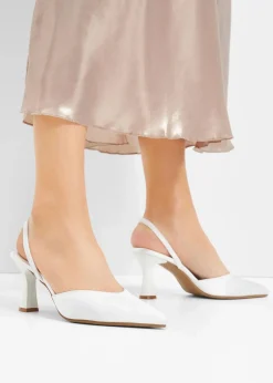 bonprix Pumps^Slingpumps in Satin-Optik weiß