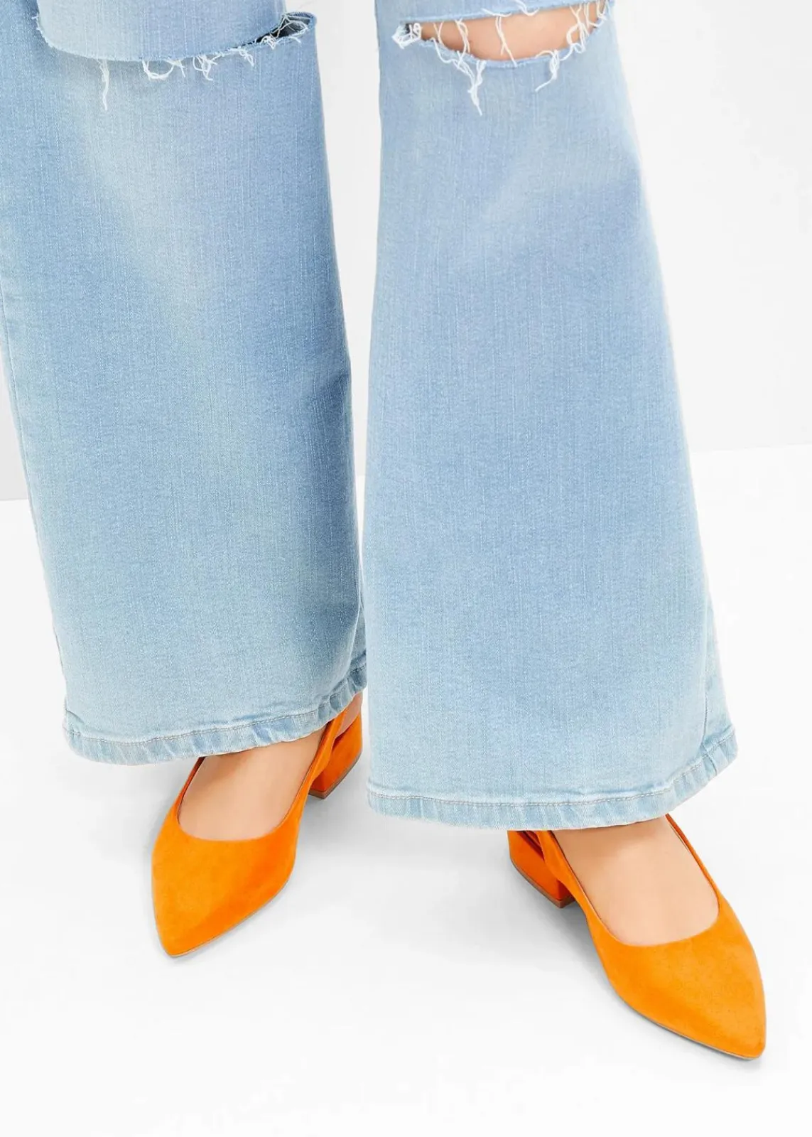 bonprix Pumps|Schuhe & Accessoires In Spezialgrößen·Elastischer Schaft^Slingpumps mit flachem Absatz orange