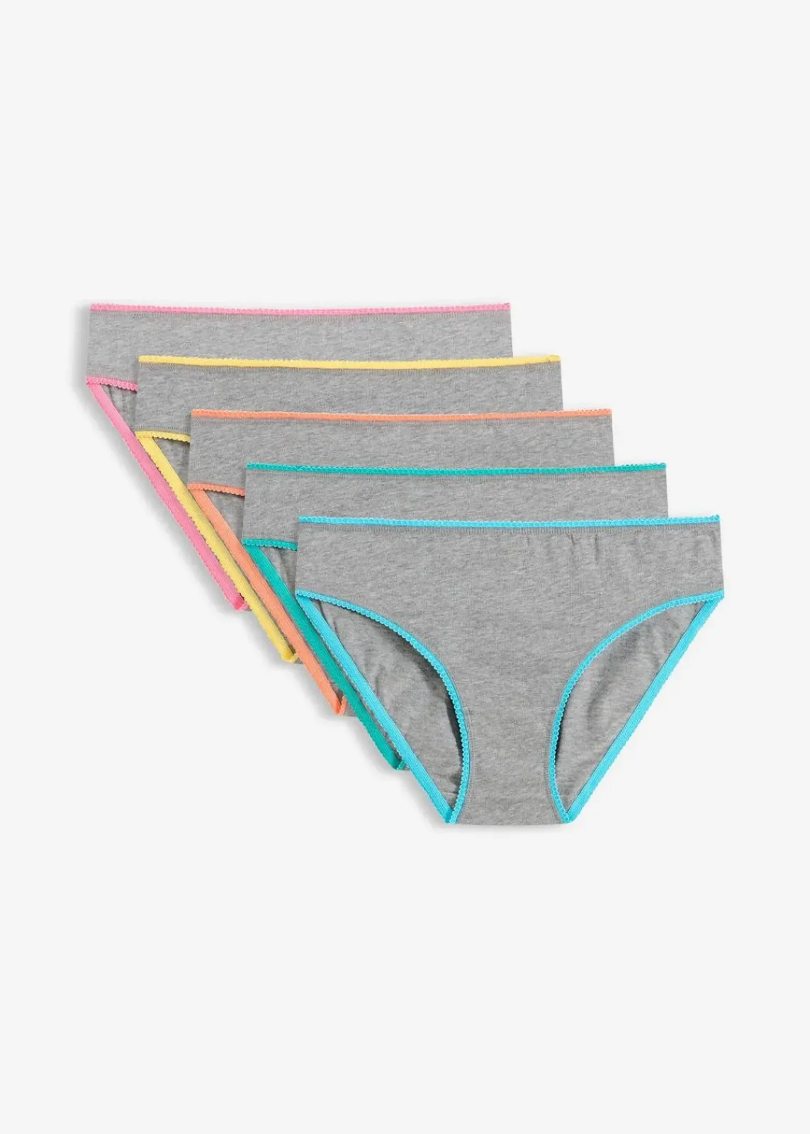 bonprix Wäsche·Baumwollunterwäsche|Wäsche·Höschen^Slip (5er Pack) grau meliert + bunt