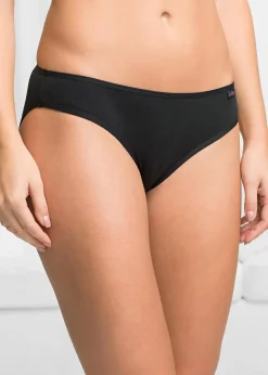 bonprix Höschen|Baumwollunterwäsche^Slip (6er Pack) schwarz + weiß + mattsilber