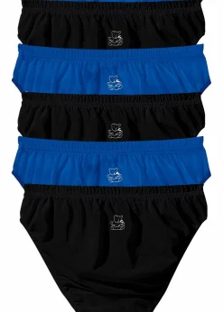bonprix Wäsche·Basics|Wäsche·Baumwollunterwäsche^Slip (6er Pack) schwarz + azurblau