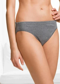 bonprix Höschen|Baumwollunterwäsche^Slip (6er Pack) weiß + grau meliert