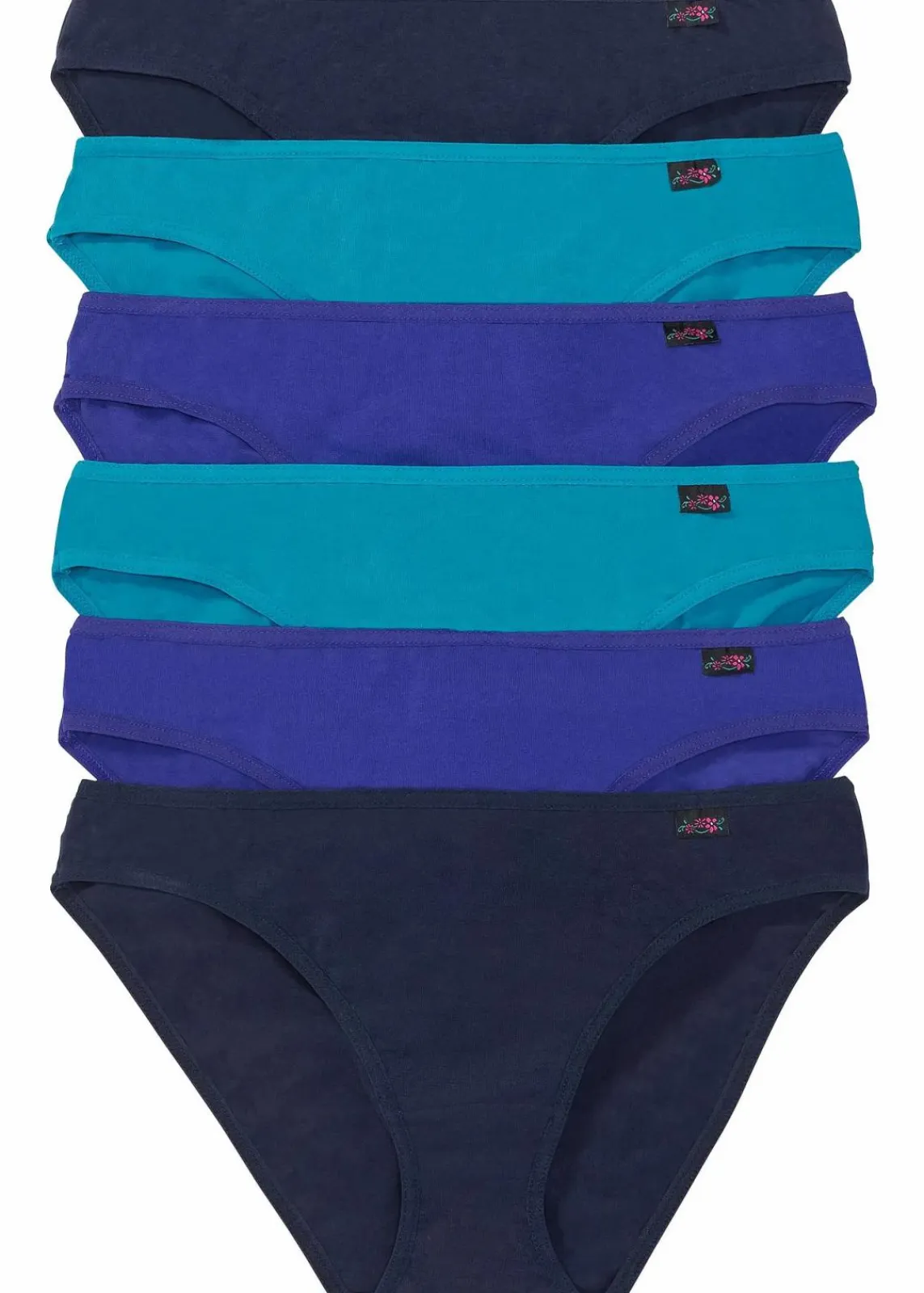 bonprix Wäsche·Basics|Wäsche·Baumwollunterwäsche^Slip (6er Pack) blau + türkis