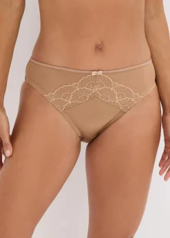 bonprix Wäsche·Dessous|Wäsche·Höschen^Slip mit Glanzeffekt (2er Pack) dunkelbraun+camel