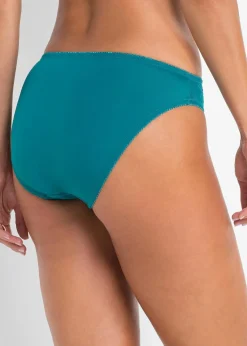 bonprix Wäsche·Höschen|Nachhaltigere Materialien^Slip mit Stickerei (2er Pack) kobalttürkis+grau geblümt