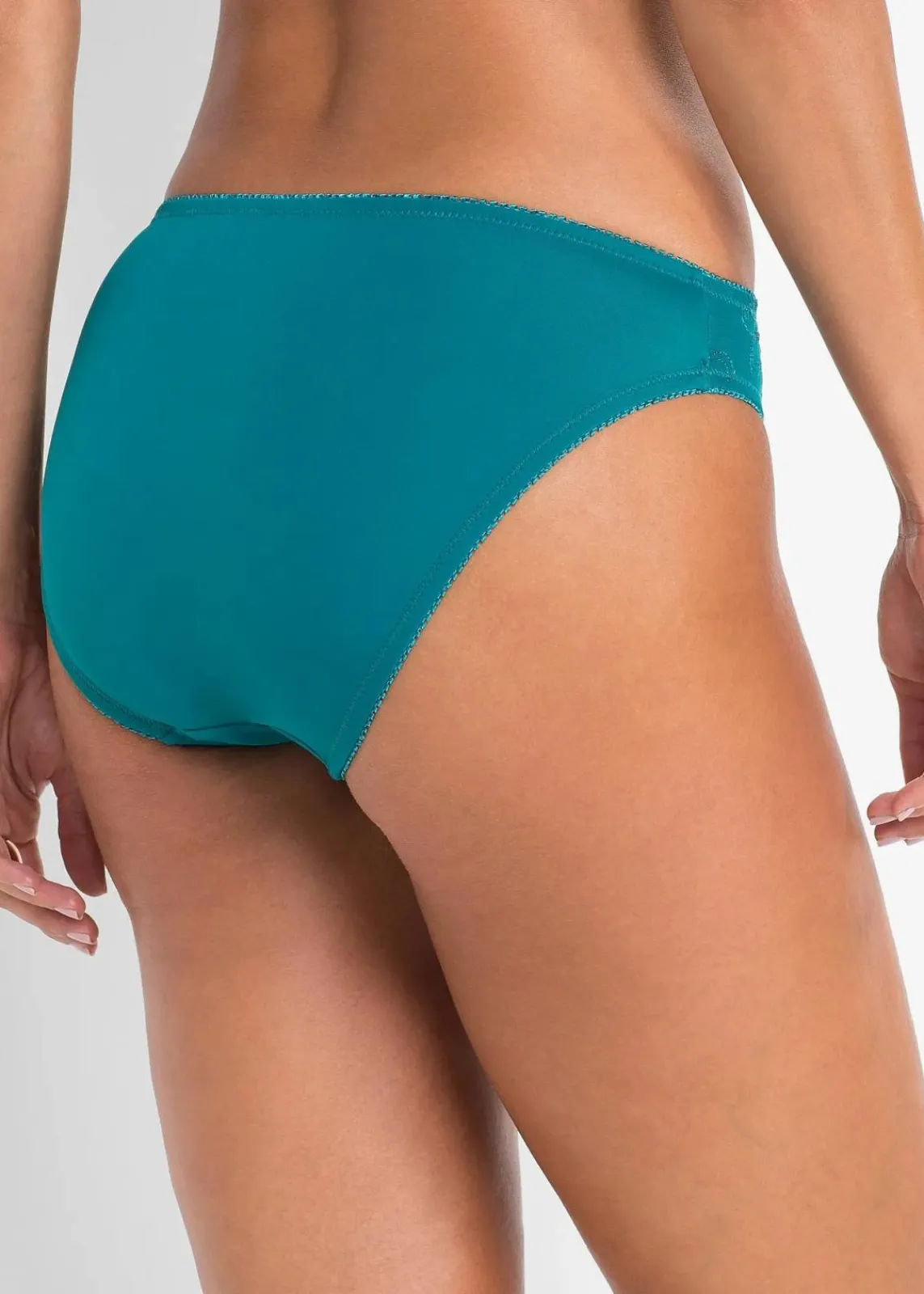 bonprix Wäsche·Höschen|Nachhaltigere Materialien^Slip mit Stickerei (2er Pack) kobalttürkis+grau geblümt