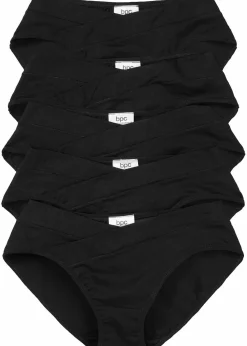 bonprix Wäsche·Basics|Wäsche·Baumwollunterwäsche^Slip mit V-Shape (5er Pack) schwarz