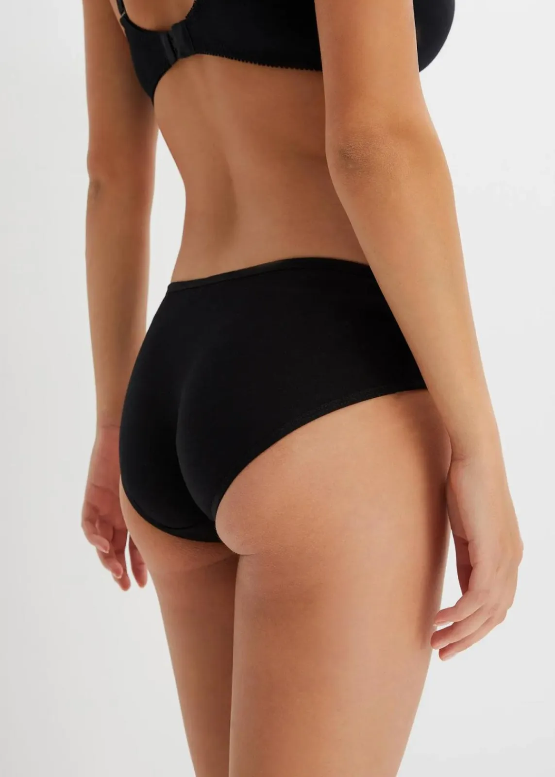 bonprix Wäsche·Basics|Wäsche·Baumwollunterwäsche^Slip mit V-Shape (5er Pack) schwarz