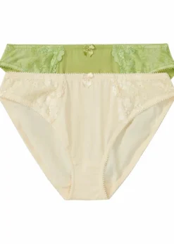 bonprix Wäsche·Dessous|Wäsche·Höschen^Slip mit zarter Spitze (2er Pack) birnengrün+zartgelb