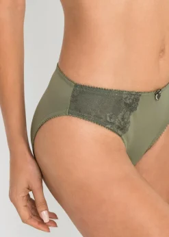 bonprix Höschen|Dessous^Slip mit zarter Spitze (2er Pack) oliv+grau