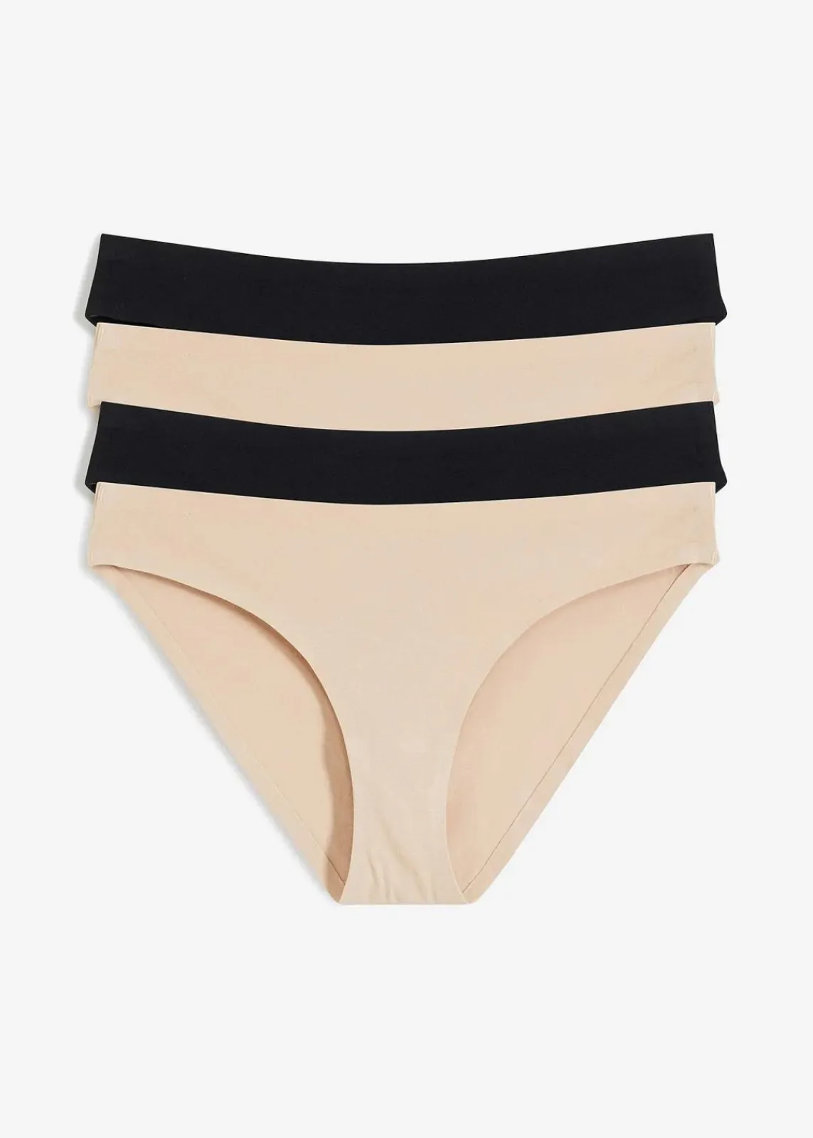 bonprix Wäsche·Baumwollunterwäsche|Wäsche·Höschen^Slip ohne sichtbare Abdrücke aus Bio-Baumwolle (4er Pack) kreidebeige+schwarz