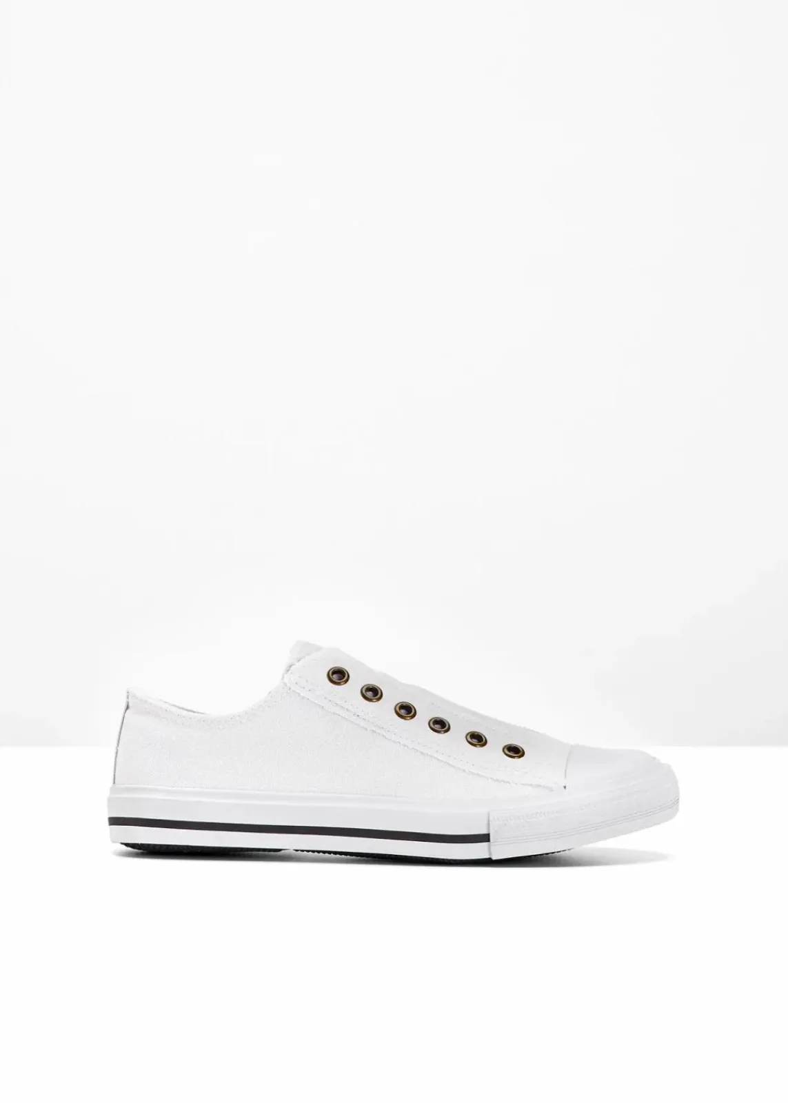 bonprix Sneaker|Sneaker^Slip-In-Sneaker aus Baumwoll-Canvas weiß