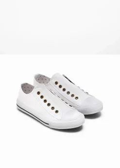 bonprix Sneaker|Sneaker^Slip-In-Sneaker aus Baumwoll-Canvas weiß