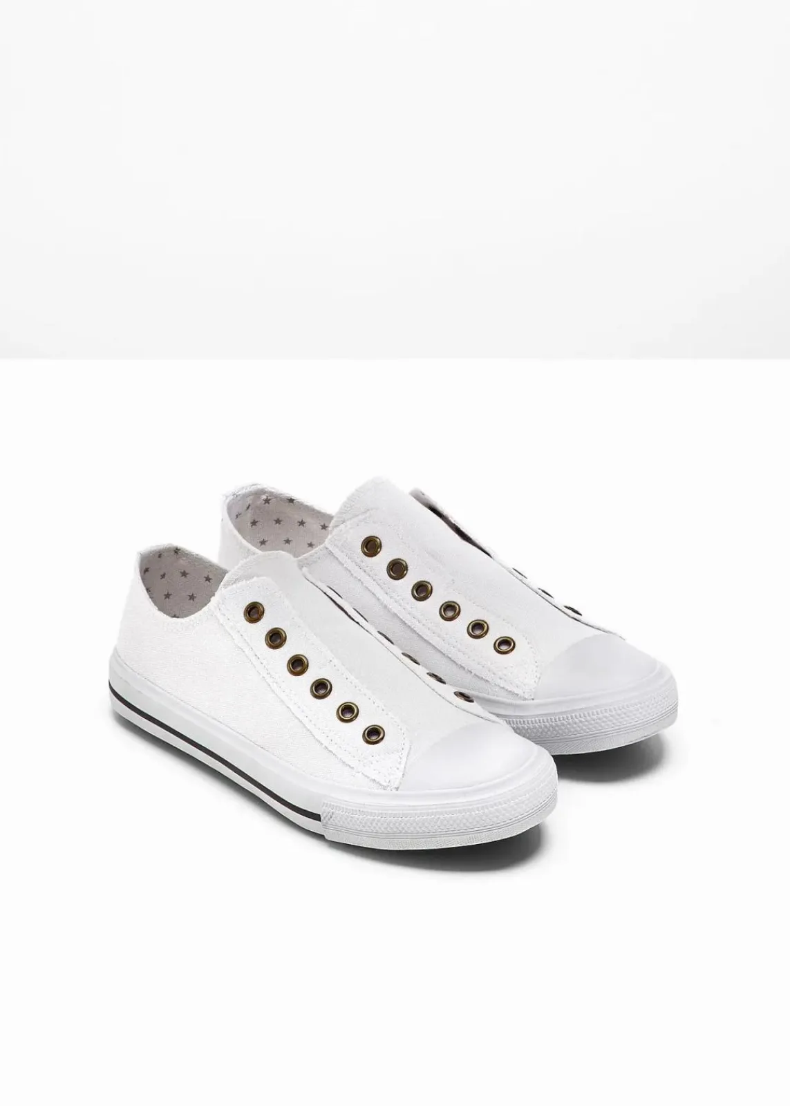 bonprix Sneaker|Sneaker^Slip-In-Sneaker aus Baumwoll-Canvas weiß