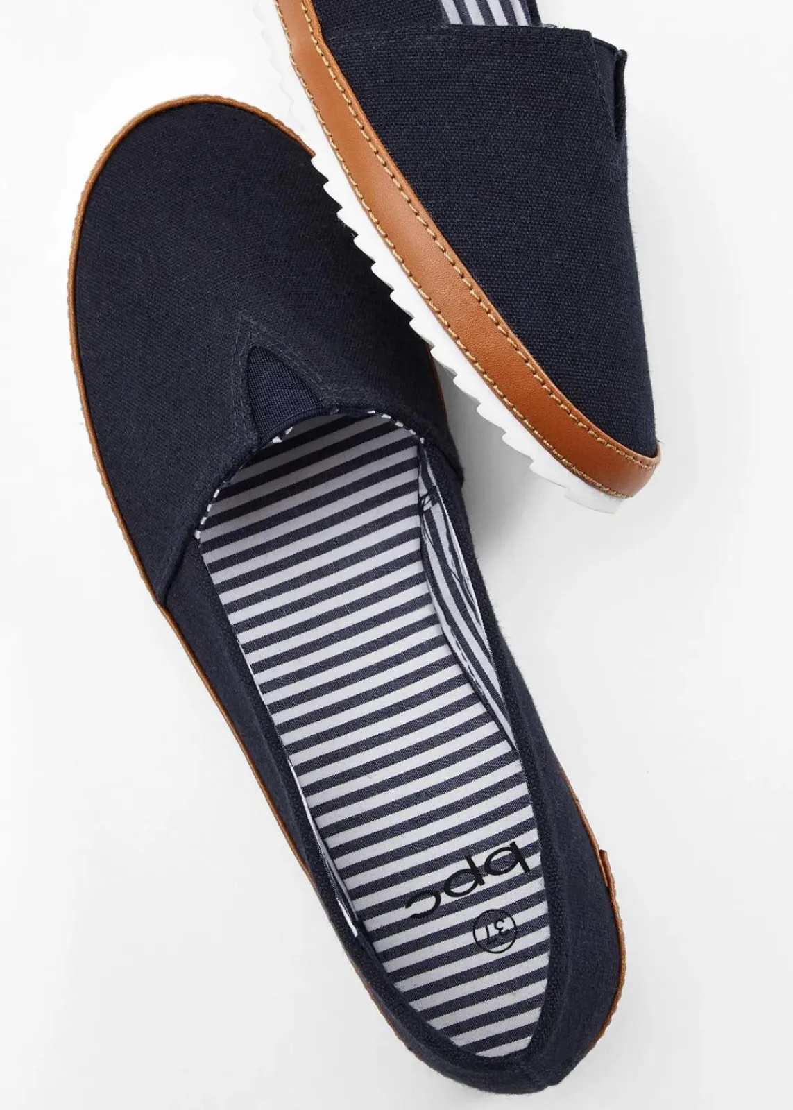 bonprix Slipper & Halbschuhe|Sommerschuhe^Slipper aus Baumwoll-Canvas dunkelblau