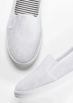bonprix Slipper & Halbschuhe|Sommerschuhe^Slipper mit Lockstickerei weiß