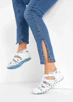 bonprix Schuhe & Accessoires In Spezialgrößen·Schuhe In Übergröße|Sommerschuhe^Slipper mit Profilsohle weiß/hellblau geblümt