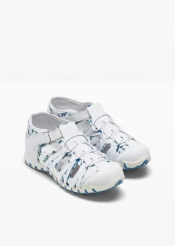 bonprix Schuhe & Accessoires In Spezialgrößen·Schuhe In Übergröße|Sommerschuhe^Slipper mit Profilsohle weiß/hellblau geblümt