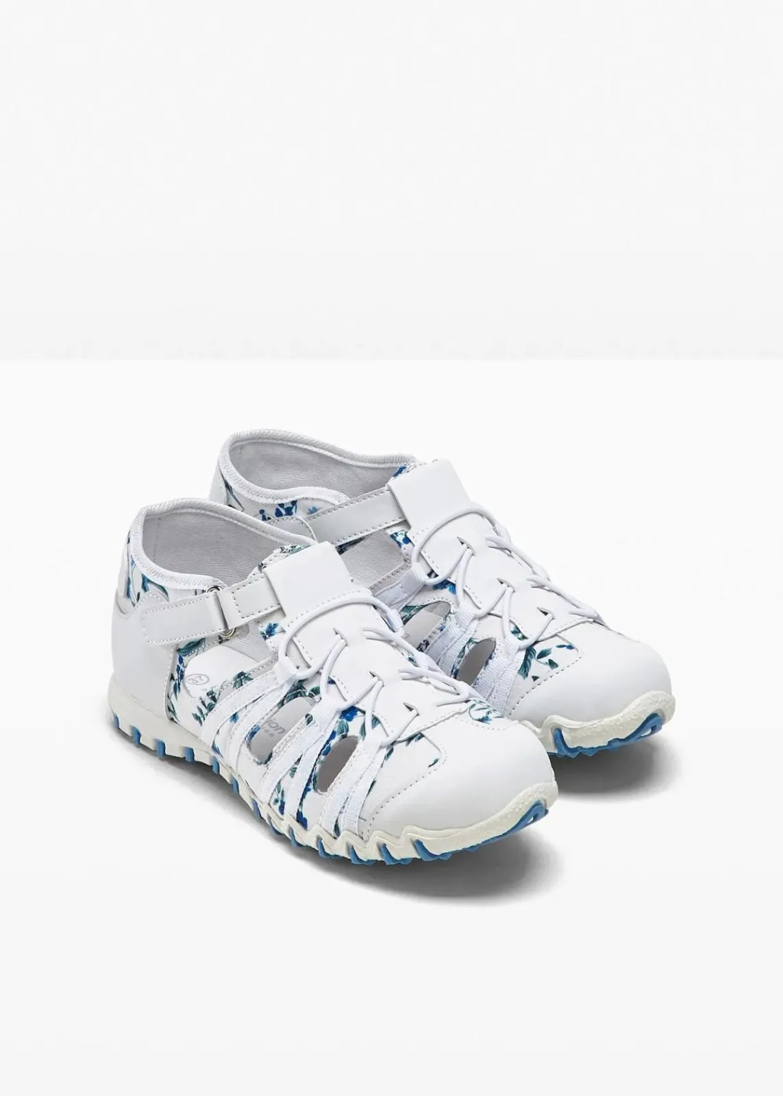 bonprix Schuhe & Accessoires In Spezialgrößen·Schuhe In Übergröße|Sommerschuhe^Slipper mit Profilsohle weiß/hellblau geblümt