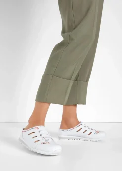 bonprix Slipper & Halbschuhe|Sommerschuhe^Slipper mit Profilsohle weiß geblümt