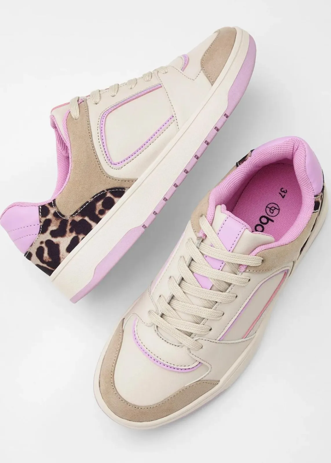 bonprix Sneaker^Sneaker mit Animal-Details beige leo/blütenpink