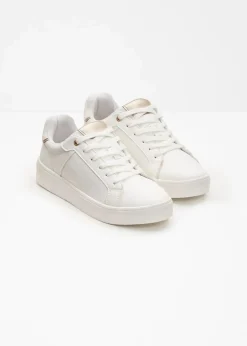 bonprix Sneaker^Sneaker mit gepolsterter Innensohle weiß/roségoldfarben