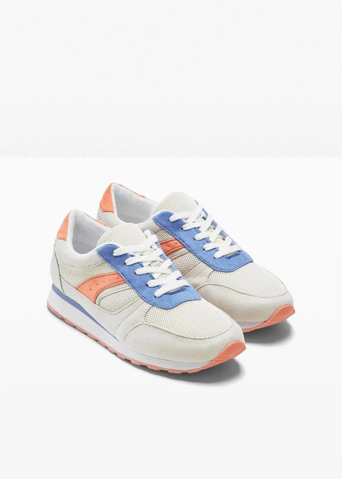 bonprix Sport- & Trekkingschuhe|Sneaker^Sneaker mit Mesh-Einsatz beige/orange/blau