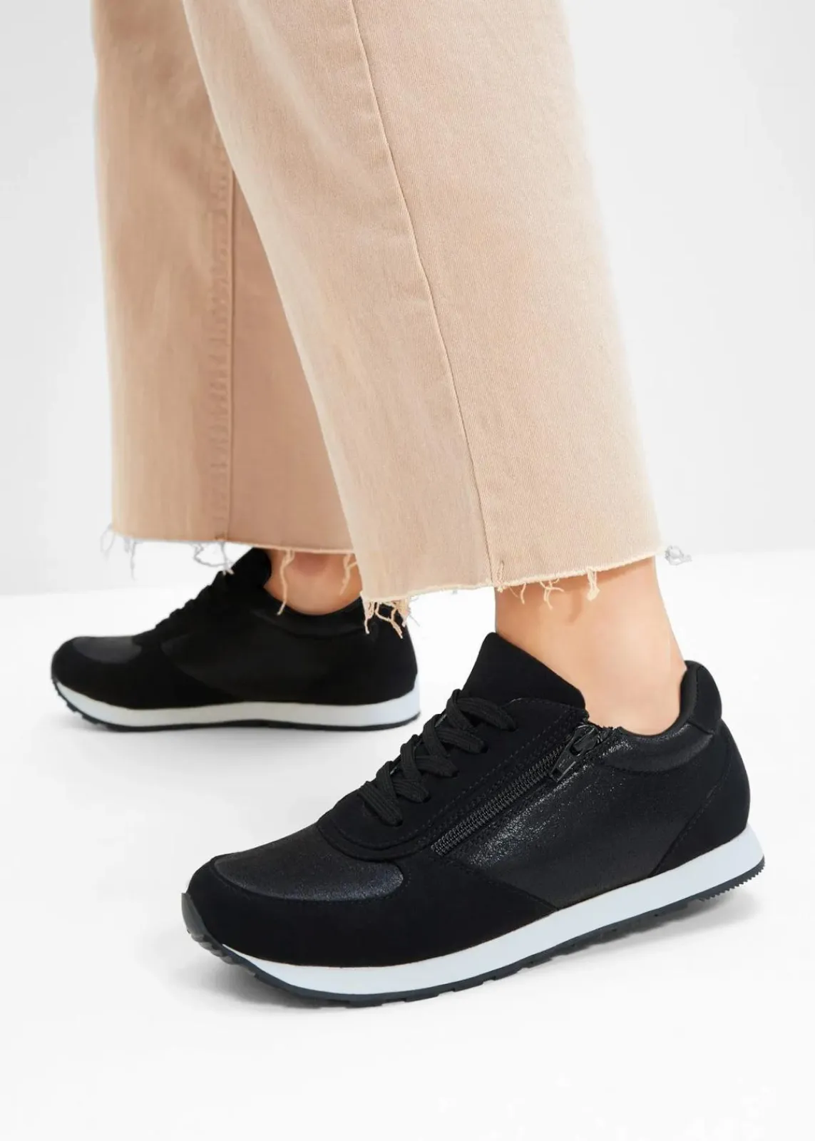 bonprix Sneaker|Schuhe & Accessoires In Spezialgrößen·Schuhe In Übergröße^Sneaker mit Reißverschluss schwarz