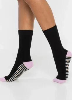 bonprix Nachhaltigere Materialien|Socken & Strumpfhosen^Socken mit druckfreiem Bündchen mit Bio-Baumwolle (5er Pack) schwarz gemustert