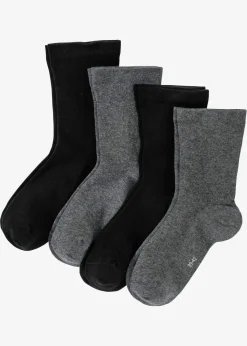 bonprix Socken|Socken^Socken mit druckfreiem Bund (4er Pack) schwarz/anthrazit meliert