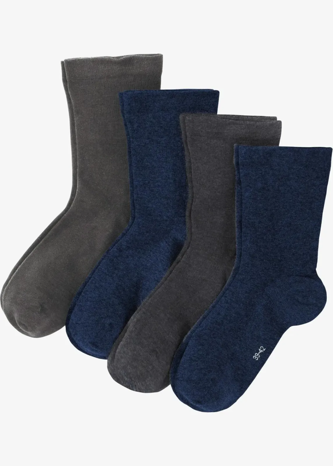 bonprix Nachhaltigere Materialien|Socken & Strumpfhosen^Socken mit druckfreiem Bund (4er Pack) dunkelblau + grau meliert