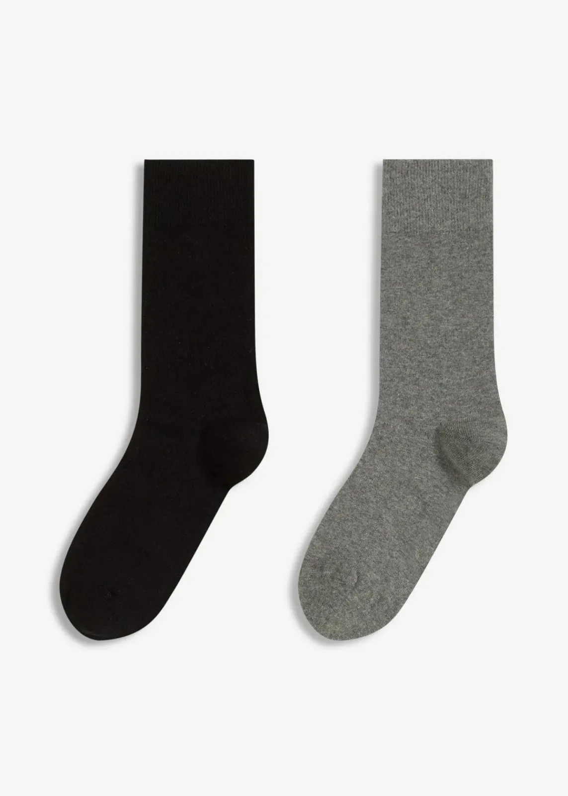bonprix Nachhaltigere Materialien|Homewear^Socken mit Merino-Bio-Baumwoll-Mischung (2er Pack) hellgrau meliert + schwarz