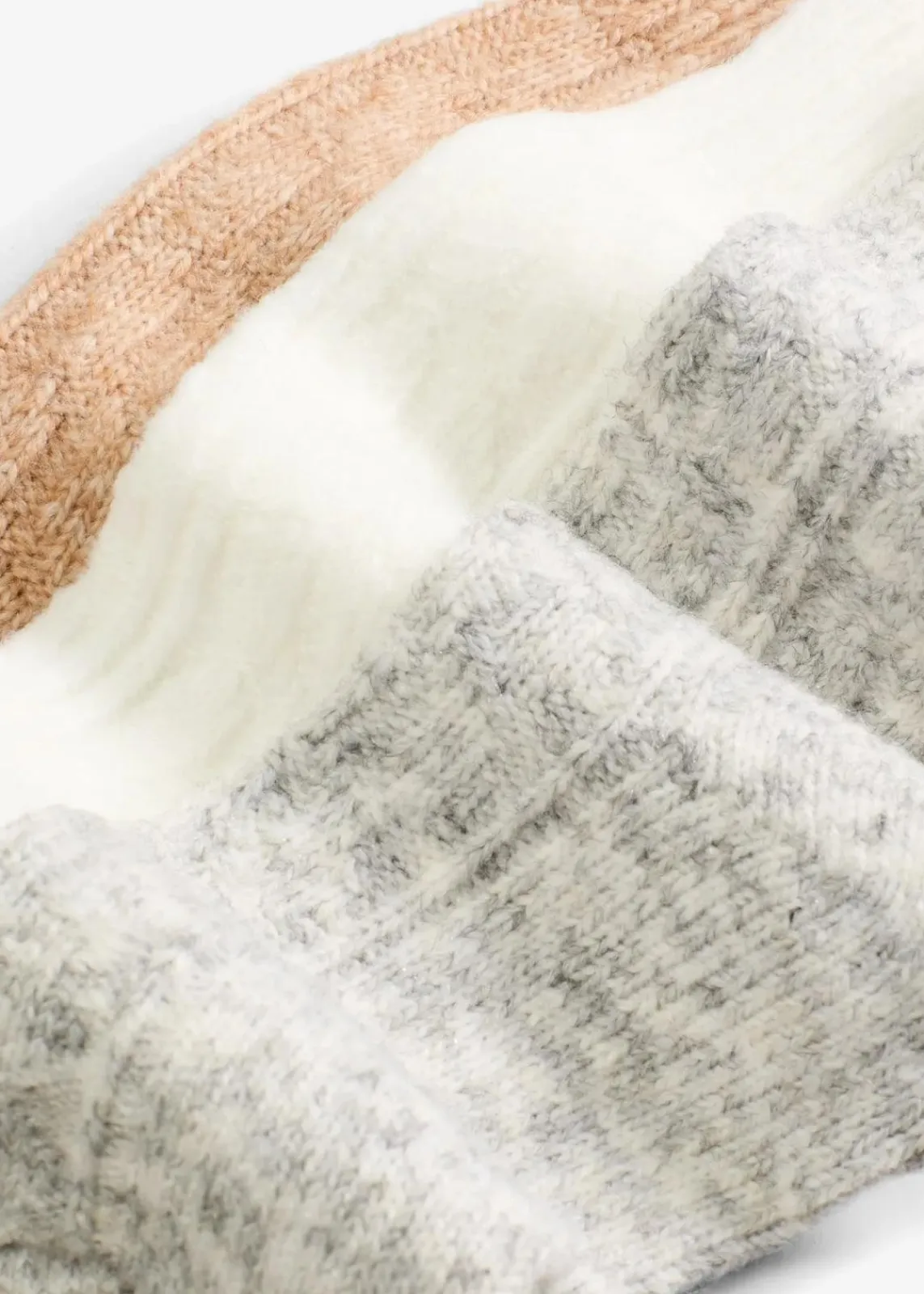bonprix Socken|Socken^Socken mit Zopfmuster (3er Pack) hellgrau meliert + wollweiß + beige meliert