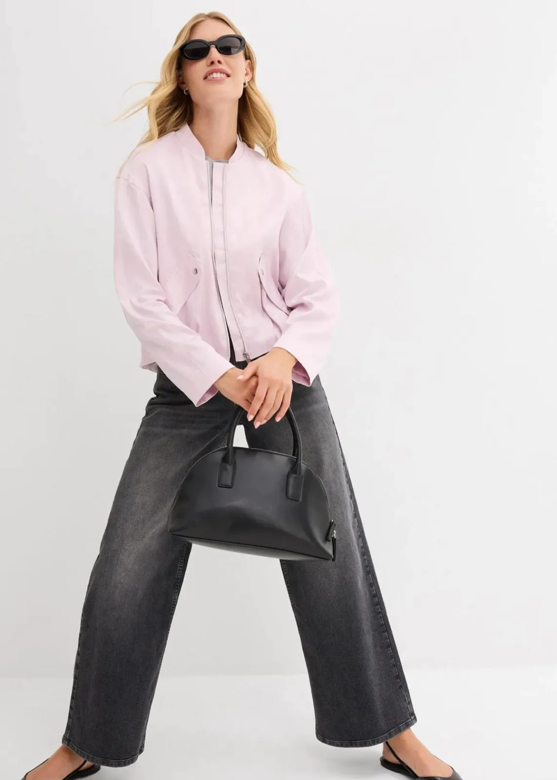 bonprix Bekleidung·Hosen|Jacken & Mäntel^Softblouson aus glänzendem Viskose-Mix puderflieder
