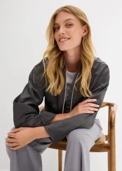 bonprix Jacken & Mäntel|Bekleidung·Hosen^Softblouson aus glänzendem Viskose-Mix anthrazit