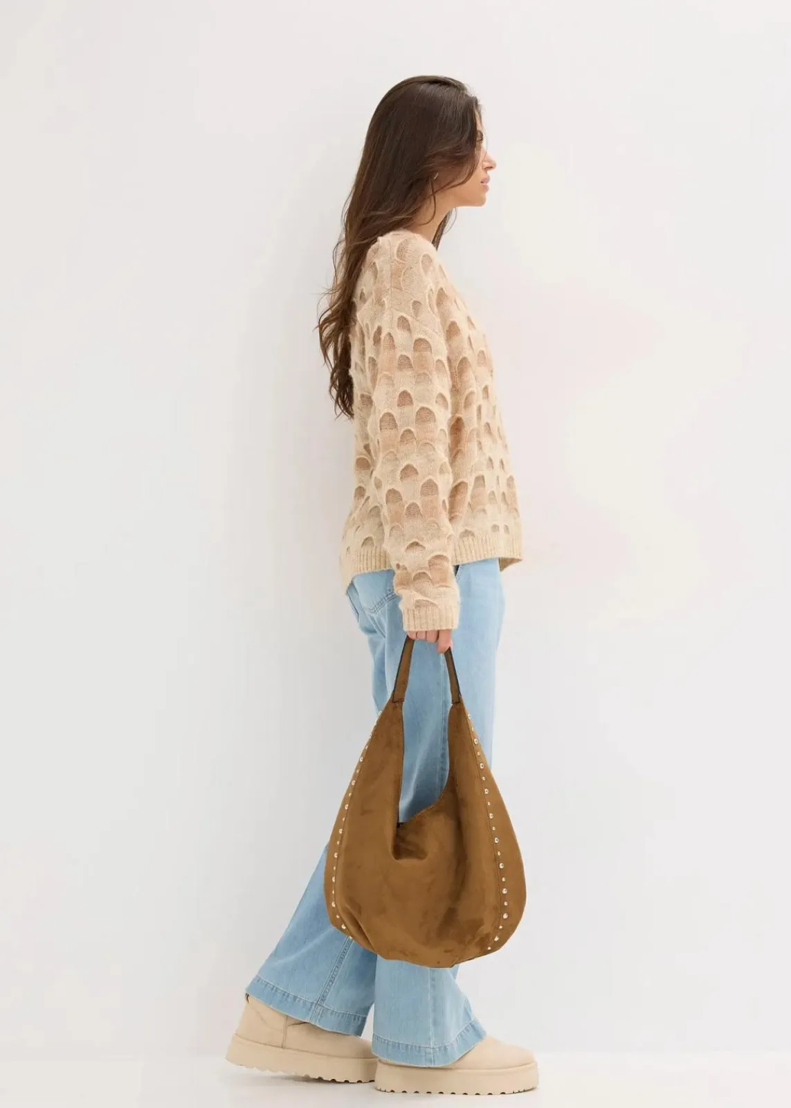 bonprix Bekleidung·Umstandsmode|Bekleidung·Jeans^Softer Oversized Pullover mit Wolle und Alpaka beige meliert