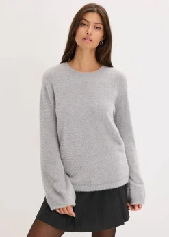 bonprix Bekleidung·Umstandsmode|Pullover & Strickjacken^Softer Pullover mit weiten Ärmeln hellgrau meliert