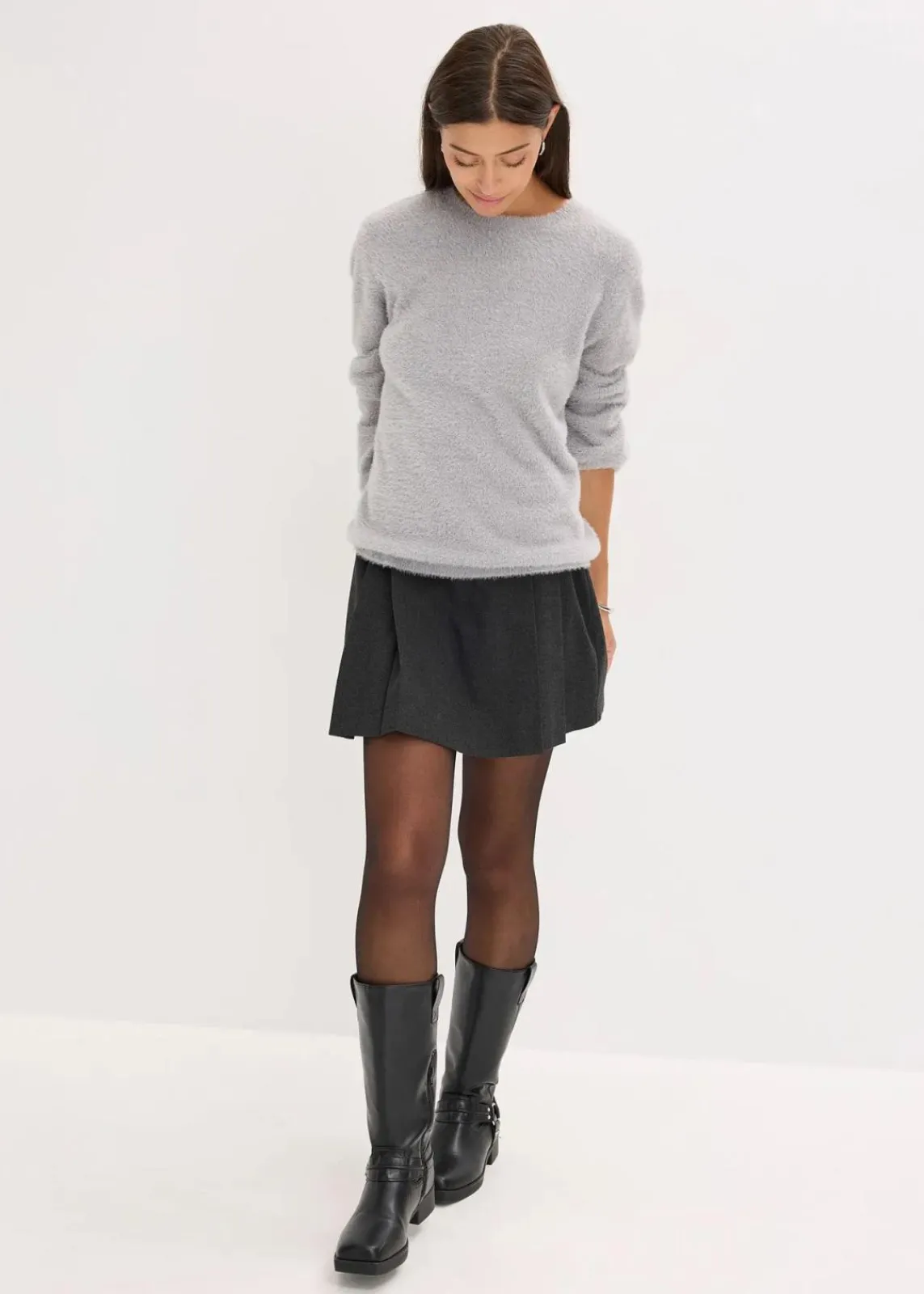 bonprix Bekleidung·Umstandsmode|Pullover & Strickjacken^Softer Pullover mit weiten Ärmeln hellgrau meliert