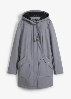 bonprix Bekleidung·Hosen|Jacken & Mäntel^Softshell-Parka mit Kapuze rauchgrau meliert