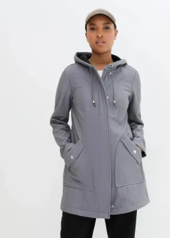 bonprix Bekleidung·Hosen|Jacken & Mäntel^Softshell-Parka mit Kapuze rauchgrau meliert