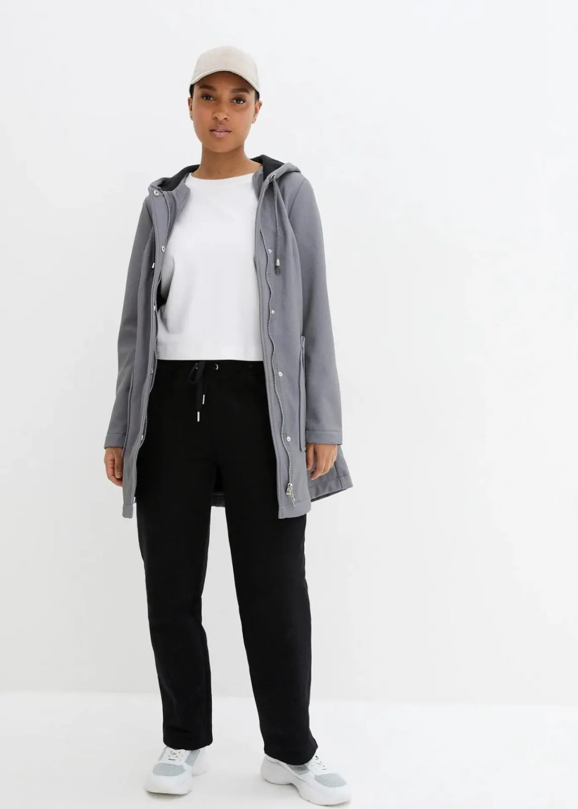 bonprix Bekleidung·Hosen|Jacken & Mäntel^Softshell-Parka mit Kapuze rauchgrau meliert