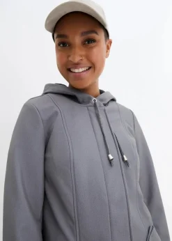 bonprix Bekleidung·Hosen|Jacken & Mäntel^Softshell-Parka mit Kapuze rauchgrau meliert