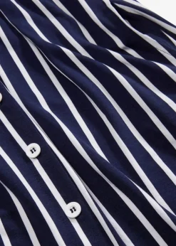 bonprix Kleider|Nachhaltigere Materialien^Sommerliches Jerseykleid mit Knopfleiste und Streifen dunkelblau/weiß gestreift