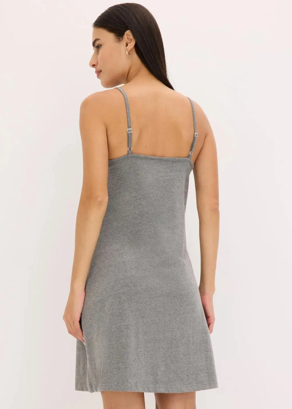 bonprix Wäsche·Nachtwäsche^Spaghetti Nachthemd grau meliert