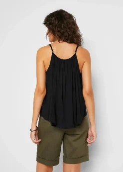 bonprix Nachhaltigere Materialien|Shirts & Tops^Spaghettiträger-Top aus fließender Viskose schwarz